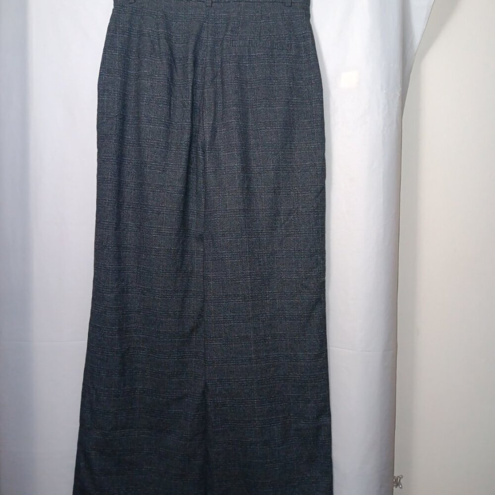 ZARA WOMEN'S CHECKERED PRINT WIDE LEG DRESS PANTS GRAY SIZE MEDIUM